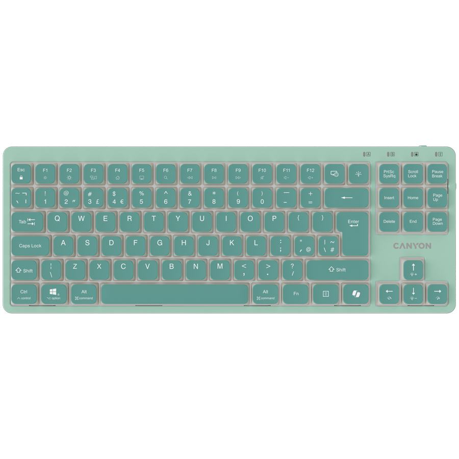 Tastatura Canyon OnType 10, Wired, USB-C Verde