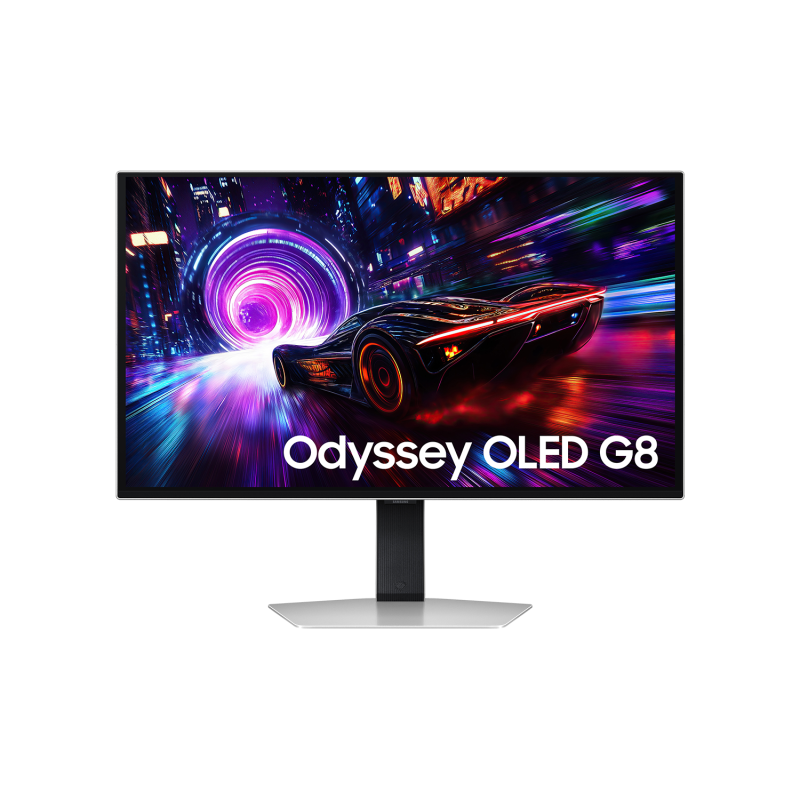 Monitor Gaming OLED Samsung Odyssey G8 32″, 4K (3,840 x 2,160), 240Hz, 0.03ms, AMD FreeSync™ Premium Pro, HDR10+, Glare Free, 2x HDMI, Display Port, Jack, USB, Pivot, Argintiu