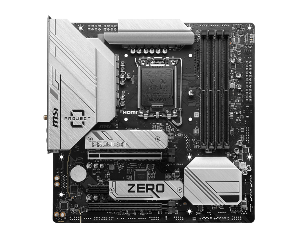Placa de baza MSI B760M PROJECT ZERO, Socket LGA1700, DDR5, Wi-Fi, BT, Micro ATX