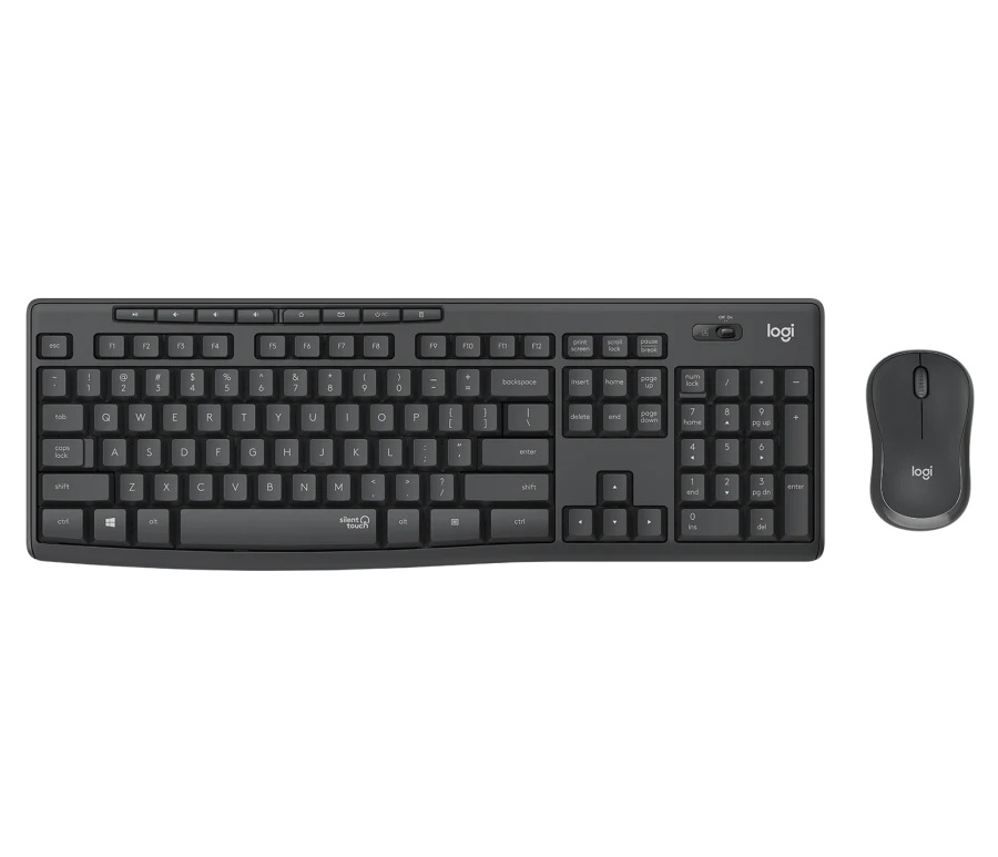 Kit wireless tastatura si mouse Logitech MK295 Silent, layout US INTL, Graphite