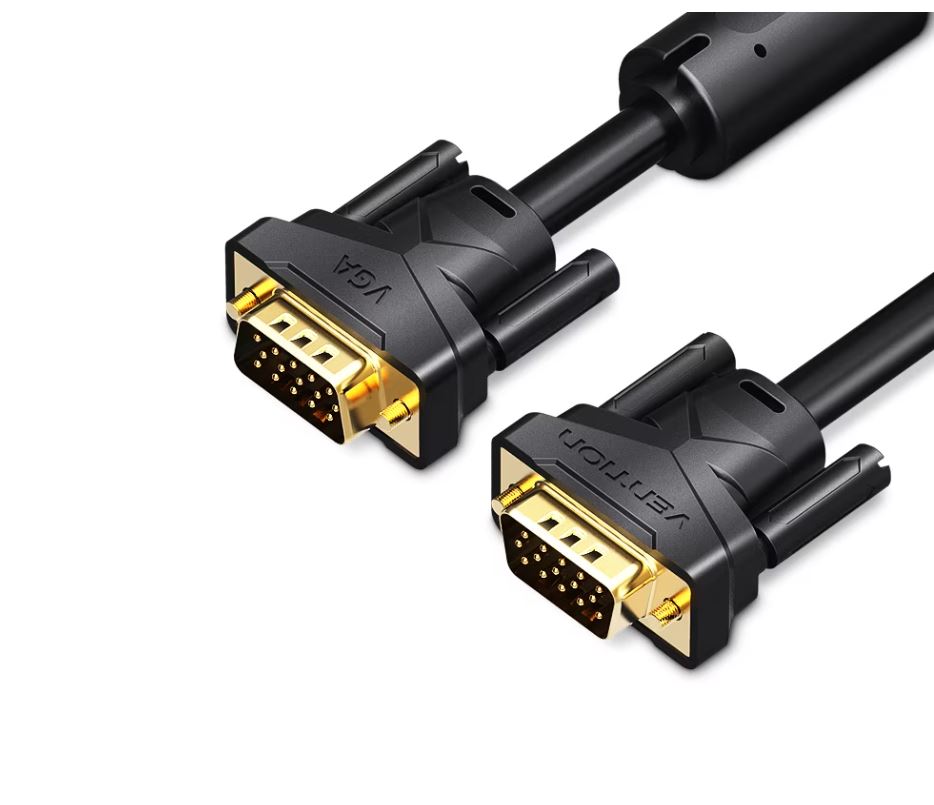 Cablu video Vention, VGA(T) la VGA(T), 10m, rezolutie maxima 1080p la 60 Hz, conectori auriti, cupru, invelis PVC, filtre de ferita, negru