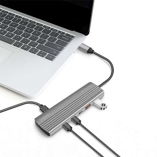 HUB extern, LOGILINK, USB-A 2.0 x 2, USB Type-C x 8, conectare prin USB 3.2 Type C, PD 100W, gri 4 HUB extern, LOGILINK, USB-A 2.0 x 2, USB Type-C x 8, conectare prin USB 3.2 Type C, PD 100W, gri - imagine 4