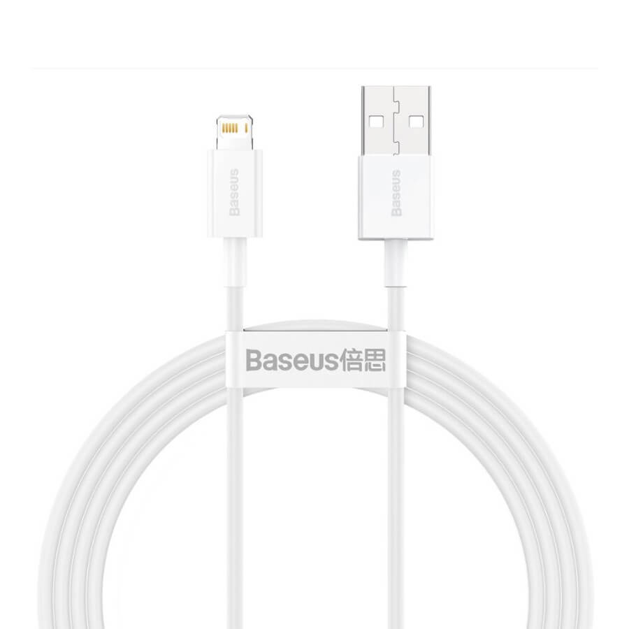 Cablu alimentare si date Baseus, Superior, Fast Charging, USB la tip Lightning 2.4A 1.5m, Alb