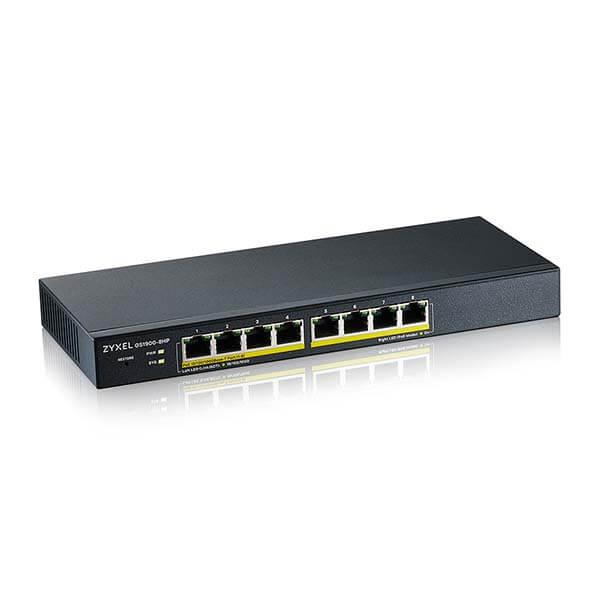 Switch, ZyXEL, 8x1000Mbps (8xPOE), carcasa metalica, gestionabil, port POE 8GbE, Negru