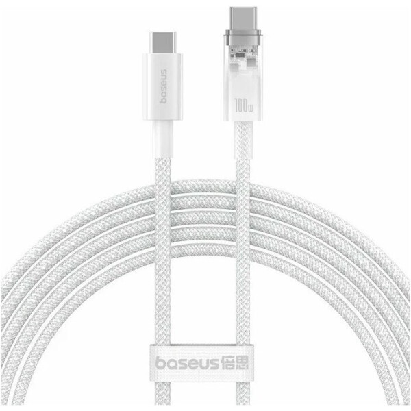 Cablu Baseus Explorer Series, USB-C la USB-C, 100W, 2m, Alb 1 Cablu Baseus Explorer Series, USB-C la USB-C, 100W, 2m, Alb