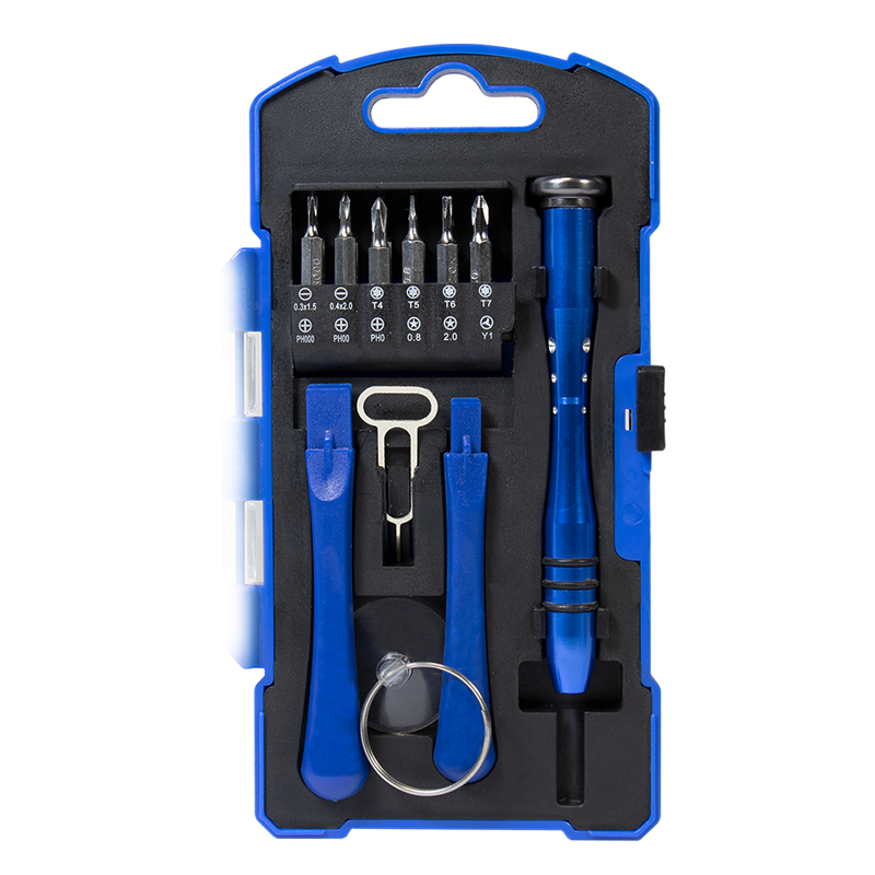TRUSA scule surubelnite, LOGILINK, set 17 bucati: 12x biti (0.3×1.5mm,0.4×2.0mm,T4,T5,T6,T7,PH000,PH00,PH0,Y1,0.8mm,0.2mm), 2x bara plastic, 1x ventuza transparenta, 1x pin card SIM, maner din aliaj, „WZ0057”
