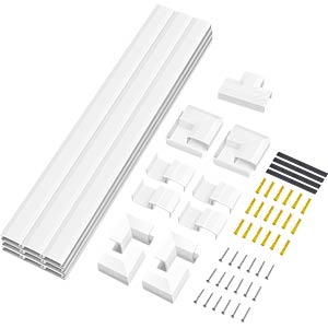 Set canal cablu cu acesorii Logilink, montaj pe perete, 67 piese, 9 x canal 30x15x432mm, plastic, alb