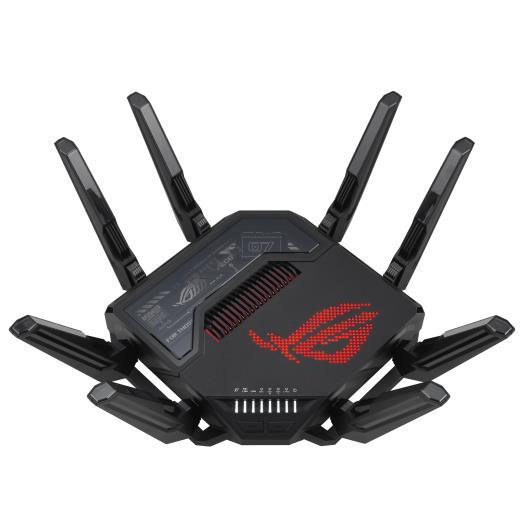Router Gaming Wireless ASUS ROG Rapture GT-BE98, BE25000, Wi-Fi 7, Quad-Band, Quad-Core 2.6GHz CPU, 256MB/2GB Flash/RAM, 10G dual-port, 2.5G quad-port, AiProtection Pro, RangeBoost Plus, AiRadar TX, VPN Fusion, multiple SSIDs, Beamforming, RGB, AiMesh