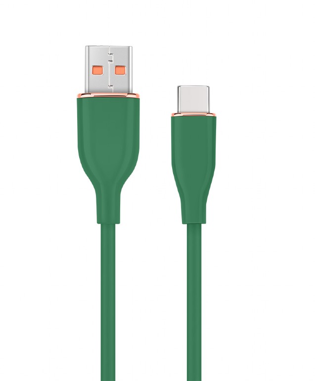 Cablu alimentare si date GEMBIRD, pentru smartphone, USB 2.0 (T) la USB 2.0 Type-C (T), 1.5m, protectie silicon, verde