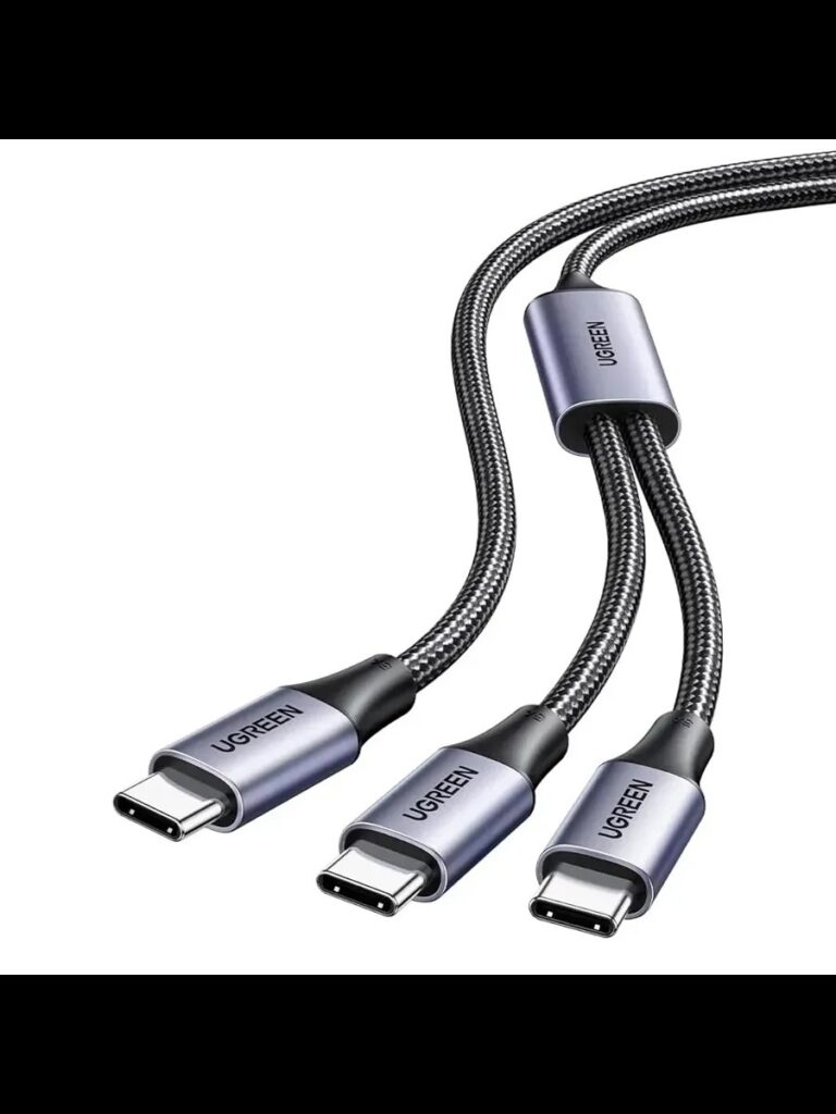 Cablu alimentare si date Ugreen, US561, Fast Charging Data Cable pt. smartphone, USB Type-C la 2 x USB Type-C max 100W, braided, 1.5m, gri