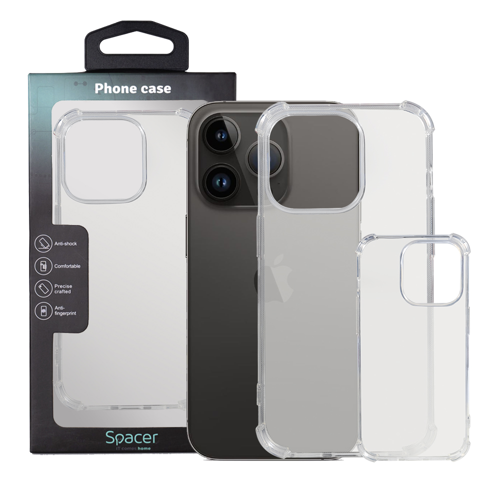 Husa de protectie Spacer pentru Iphone 14 Pro, material flexibil TPU, Transparenta