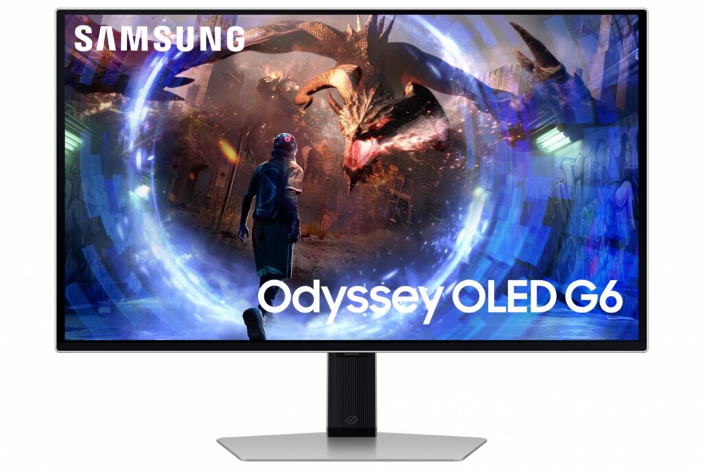 Monitor Gaming OLED Samsung Odyssey G6 27″, QHD (2560×1440), 360Hz, 0.03ms, AMD FreeSync™ Premium Pro, HDR10+, Glare Free, 2x HDMI, Display Port, Jack, USB, Pivot, argintiu