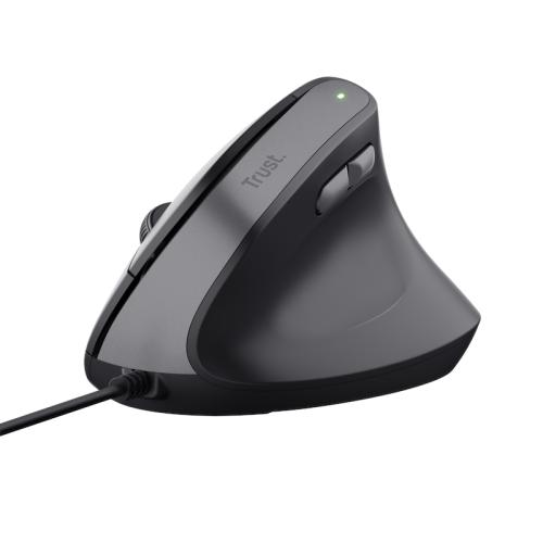 Mouse cu fir Ergonomic Trust Bayo V2, silent click, 800-2400 DPI, cablu 1,5 m,USB-A, Negru