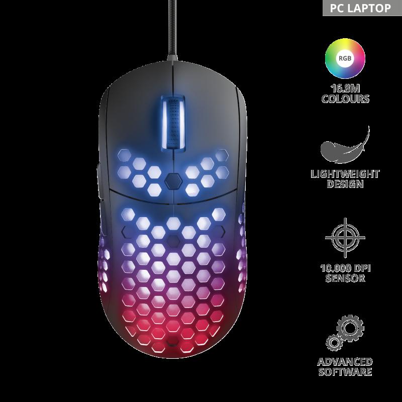 Mouse gaming Trust GXT960 Graphin, ultrausor 74g, cablu flexibil, iluminare RGB 4 Mouse gaming Trust GXT960 Graphin, ultrausor 74g, cablu flexibil, iluminare RGB - imagine 4