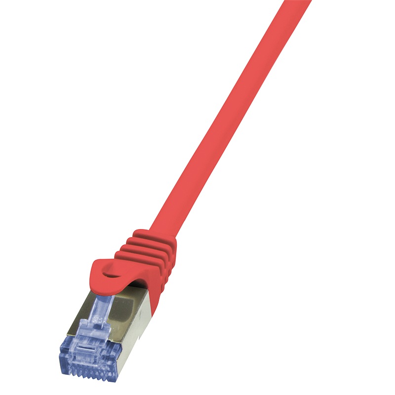 Cablu S/FTP LOGILINK Cat6a, LSZH, cupru, 0.25 m, rosu, AWG26, dublu ecranat CQ3014S
