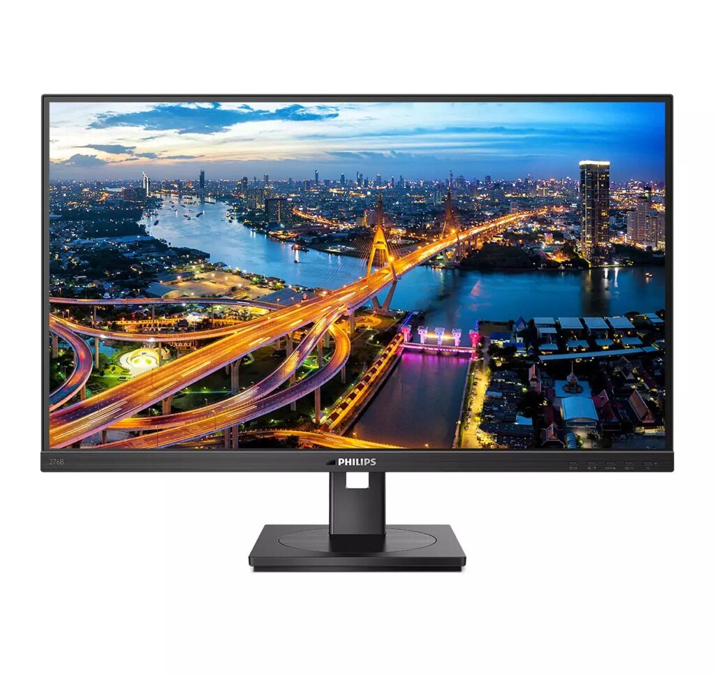 Monitor USB Type-C LED IPS Philips 27″,WQHD, 75Hz, 4ms, SmartImage, FlickerFree, Low Blue Mode, DisplayPort, Display Port Out, HDMI, USB-C, Pivot, Vesa, 276B1/00
