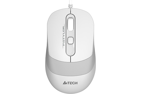Mouse A4tech, PC sau NB, cu fir, USB, optic, 1200 dpi, butoane/scroll 4/1, buton selectare viteza, Alb/Gri