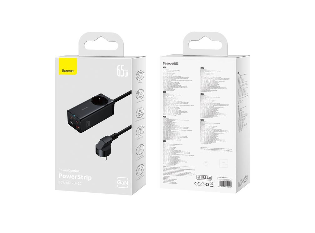Statie de incarcare Baseus GaN3 Pro Desktop Powerstrip, 65W, 2x USB-C, 1x USB, AC 5 Statie de incarcare Baseus GaN3 Pro Desktop Powerstrip, 65W, 2x USB-C, 1x USB, AC - imagine 5