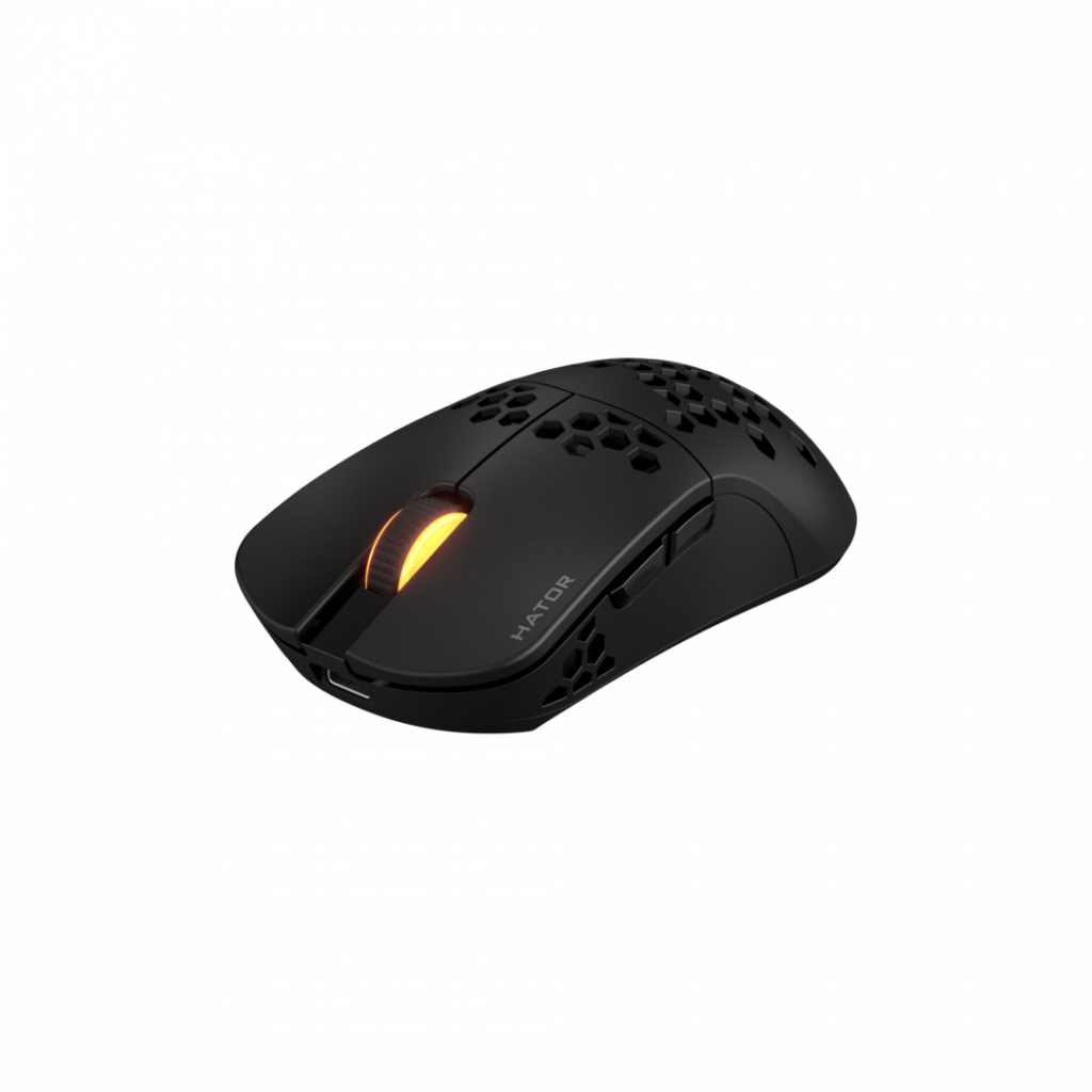Mouse gaming wireless Hator Stellar Pro, 26K DPI, polling rate pana la 1000H, capacitate baterie 300mAh, durata deviata baterie in modul wireless pana la 18H (iluminare pornita), pana la 42 de ore (iluminare oprita), Negru