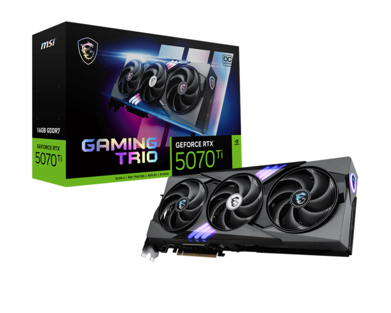 MSI Video Card Nvidia GeForce RTX 5070 TI 16G GAMING TRIO OC (16GB GDDR7/256bit, PCI Express Gen 5, 3xDP, 1xHDMI, Recommended PSU 300W) ATX „RTX 5070 TI 16G GAMING TRIO OC”