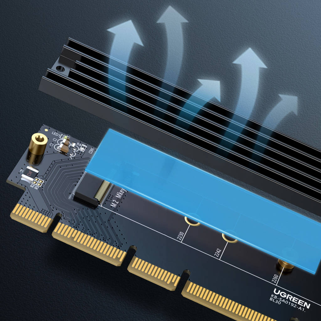 Adaptor UGREEN PCIe 4.0 x16 la M.2 NVMe 3 Adaptor UGREEN PCIe 4.0 x16 la M.2 NVMe - imagine 3