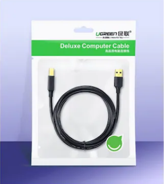 Cablu usb Ugreen pentru imprimanta, US135 USB 2.0 (T) la USB 2.0 Type-B (T), 3m, conectori auriti, Negru