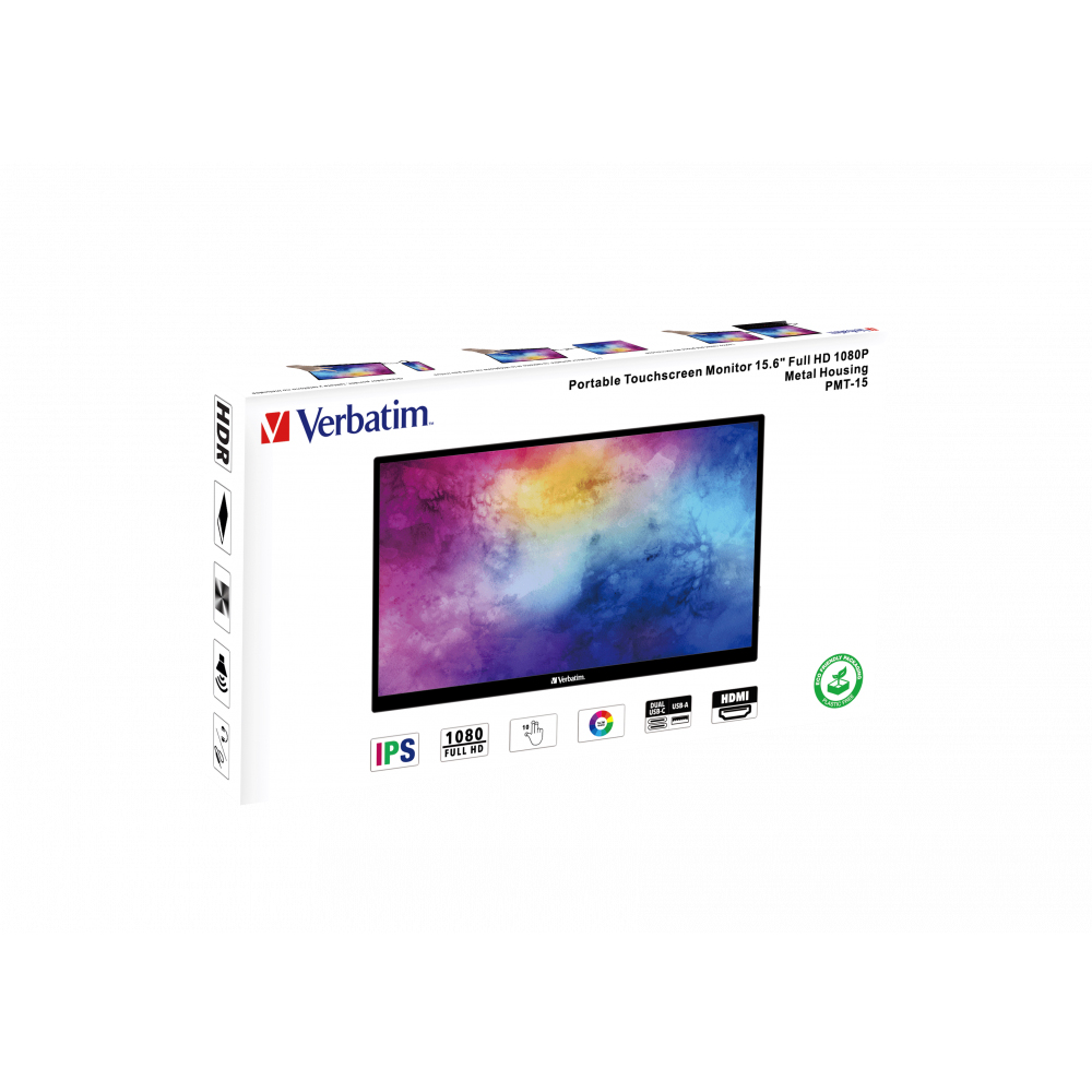 Monitor Portabil Touchscreen LED IPS Verbatim, 15.6'', Full HD (1920x1080), 6ms, HDR, FreeSync, 2x USB-C, HDMI, USB, PMT-15 2 Monitor Portabil Touchscreen LED IPS Verbatim, 15.6'', Full HD (1920x1080), 6ms, HDR, FreeSync, 2x USB-C, HDMI, USB, PMT-15 - imagine 2