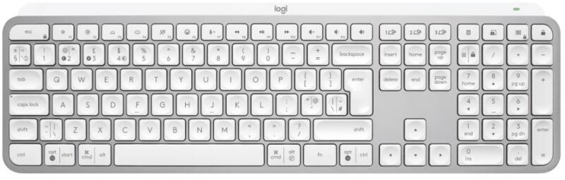 Tastatura wireless Logitech MX Keys S, Iluminare, 2.4GHz&Bluetooth,USB-C, US INTL layout, Pale Grey