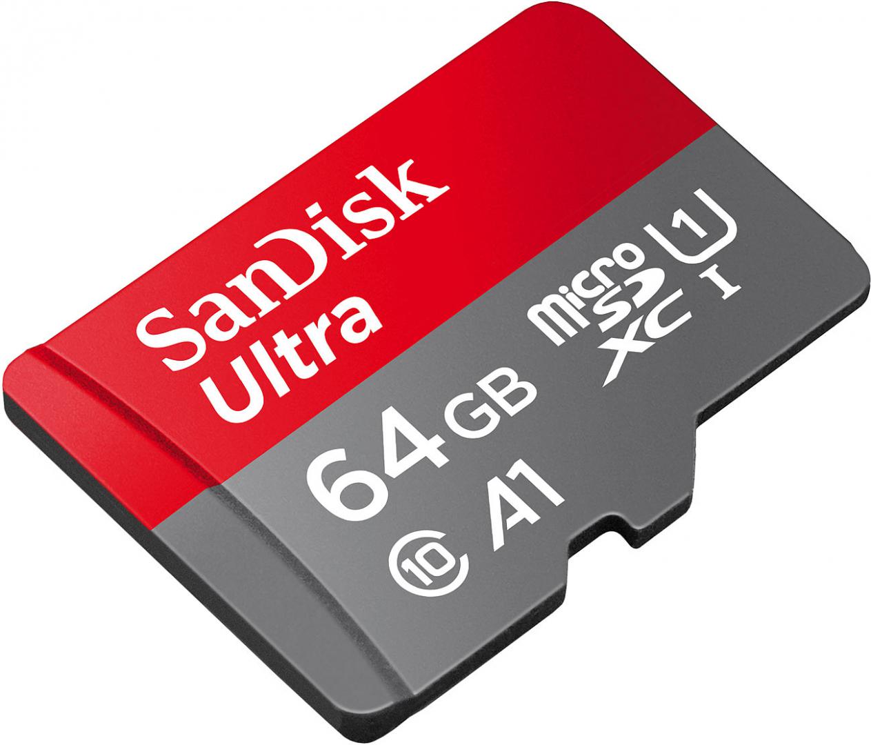 Card de memorie SanDisk Ultra microSDXC, 64GB, 120MB/s, A1 Class 10 UHS-I + SD Adapter 1 Card de memorie SanDisk Ultra microSDXC, 64GB, 120MB/s, A1 Class 10 UHS-I + SD Adapter