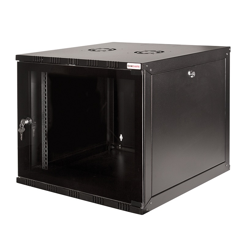 CABINET 19″ LOGILINK 12U 540x400mm, fixare pe perete, Flatpack (dezasamblat), Black, usa sticla cu blocare, otel 1.5mm