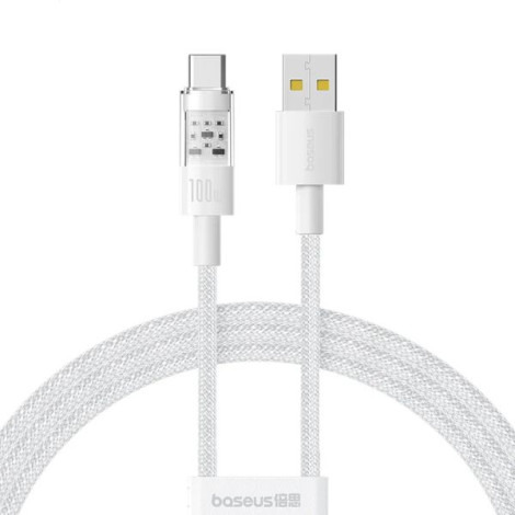 Cablu USB la Type-C, Super Fast Charging 100W, 1m – Baseus Gem (P10373002211-00) – Moon White