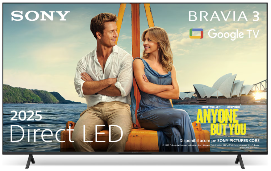 Televizor Sony BRAVIA 3 LED 55S35, 139 cm, Smart Google TV, 4K Ultra HD, Clasa F (Model 2025)