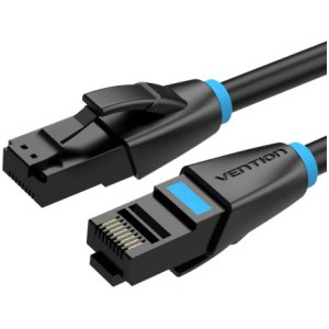 Cablu de retea plat Vention, IBJBK, CAT6, UTP, RJ45 Ethernet 1000Mbps, 8m, Negru