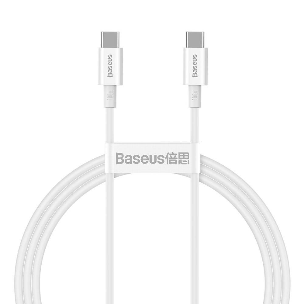 CABLU alimentare si date Baseus Superior, Fast Charging Data Cable pt. smartphone, USB Type-C la USB Type-C 100W, 1m, alb „CATYS-B02” (timbru verde 0.18 lei) – 6953156208452