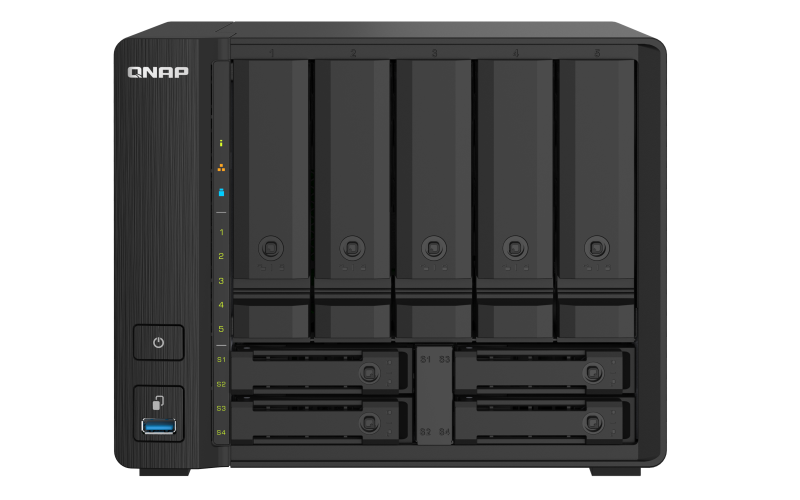 NAS, QNAP, 5+4 sertare, TS-932PX-4G Cortex-A57 4×1.7GHz, 1x4GB RAM, 2×2.5G/1G/100M, 2x10GbE SFP+, Negru