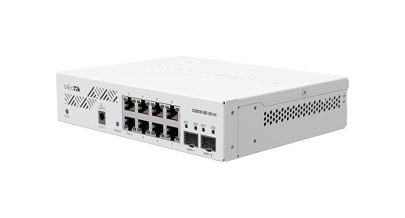 Switch cu management MikroTik CSS610-8G-2S+IN, 8 porturi Gigabit Ethernet, 2 porturi SFP+, 200x167x46mm