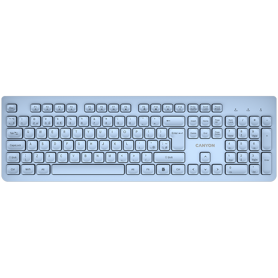 Tastatura Canyon HKB-W01 UK/US, Wireless, USB Albastru