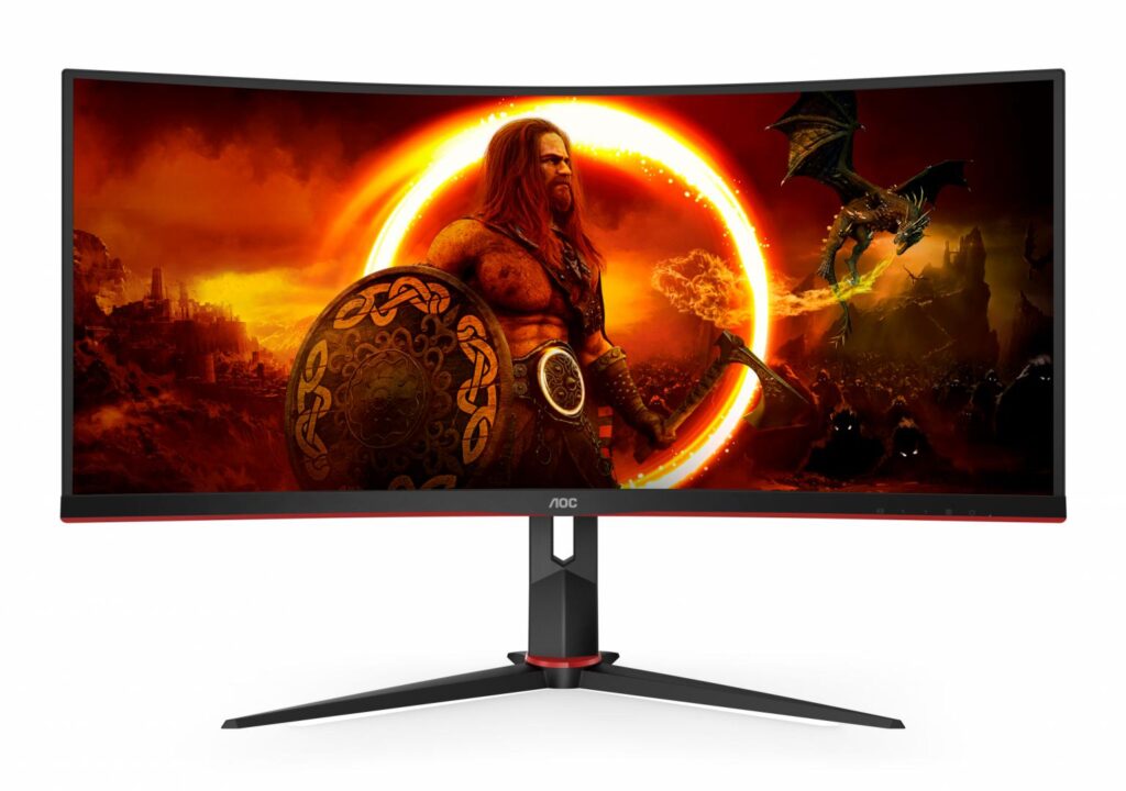 Monitor Gaming AOC, Curbat, 34″, VA, WQHD, 180Hz, 1ms, HDR400, FlickerFree, HA, HDMI, DisplayPort, USB, hub, CU34G2XP/BK, Negru