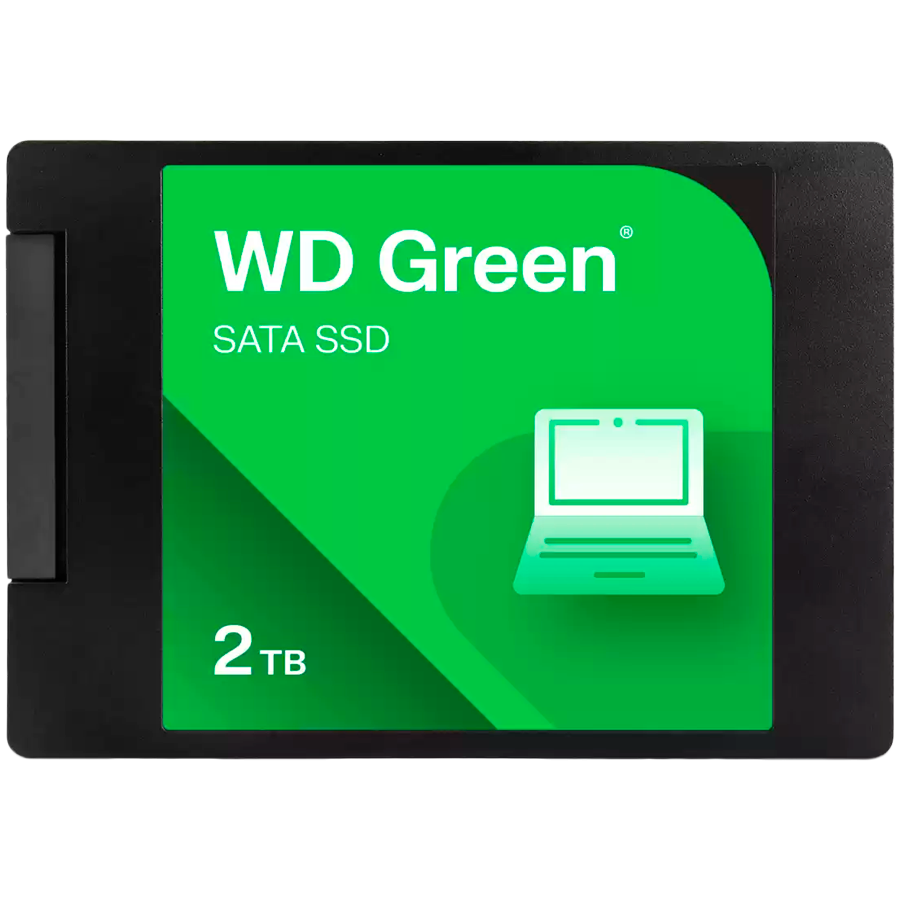 SSD WD Green 2TB SATA III 2.5 inch, viteze de pana la 545 MB/s, rezistent la soc, garantie 3 ani