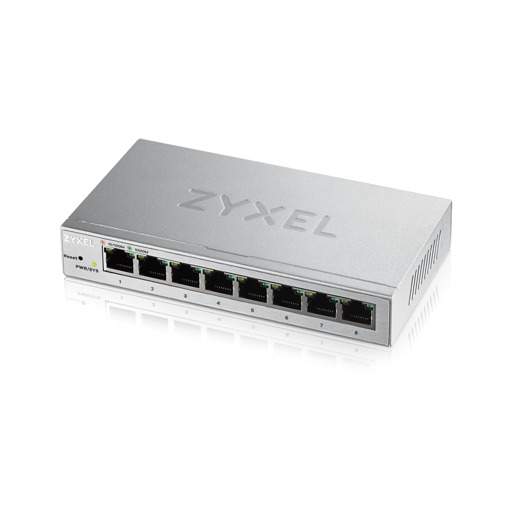 Switch Zyxel GS1200-8 8 porturi Gigabit Webmanaged 90 mm x 95 mm Gri