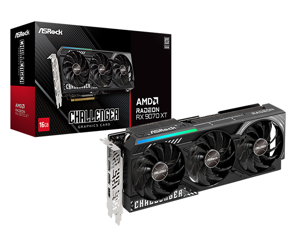 Placa video ASRock RX9070 XT Challenger 16GB, GDDR6, 256bit, RGB, 1xHDMI, 3xDisplayPort