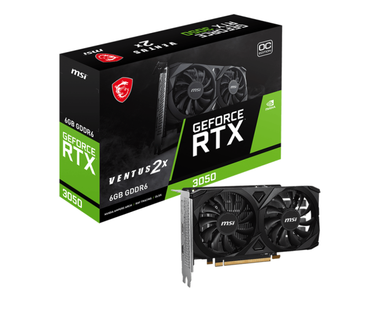 Placa video MSI GeForce RTX 3050 VENTUS 2X E 6G OC, GDDR6, 96-bit, Negru