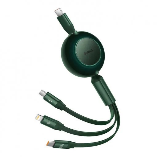 Cablu de date 3 in 1, Baseus, Micro USB/Lightning, 100W, 1.1m, Verde 2 Cablu de date 3 in 1, Baseus, Micro USB/Lightning, 100W, 1.1m, Verde - imagine 2