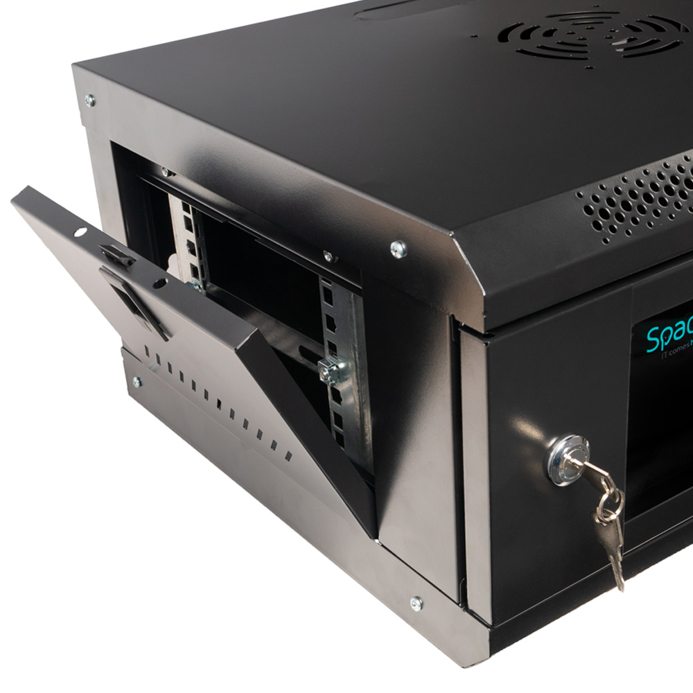 CABINET 19″ SPACER 4U 500x450mm, fixare pe perete, Flatpack (dezasamblat), Black, usa sticla cu bl 4 CABINET 19″ SPACER 4U 500x450mm, fixare pe perete, Flatpack (dezasamblat), Black, usa sticla cu bl - imagine 4