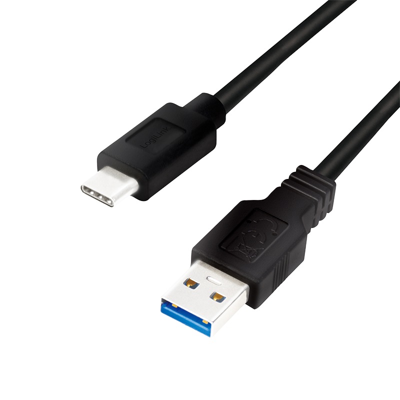 Cablu de date Logilink, CU0166, USB 3.2, USB Type-A (T) la USB Type-C (T), 0.15m, Negru