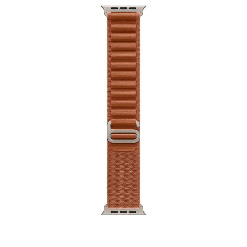 Curea pentru Apple Watch 49mm, Terra Cotta Alpine Loop – Medium – Natural Titanium Finish