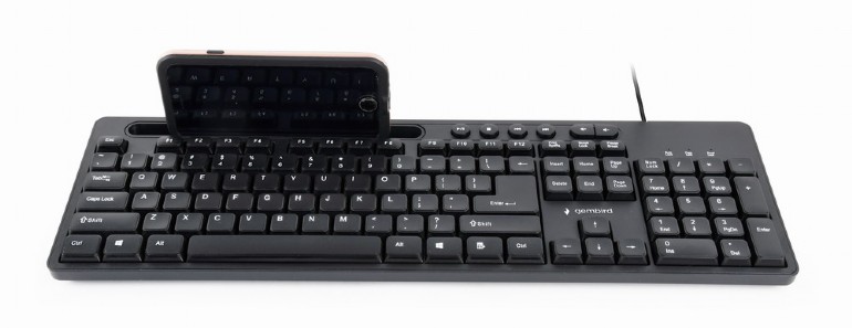 Tastatura Gembird US layout, cu stand telefon, Negru KB-UM-108 2 Tastatura Gembird US layout, cu stand telefon, Negru KB-UM-108 - imagine 2