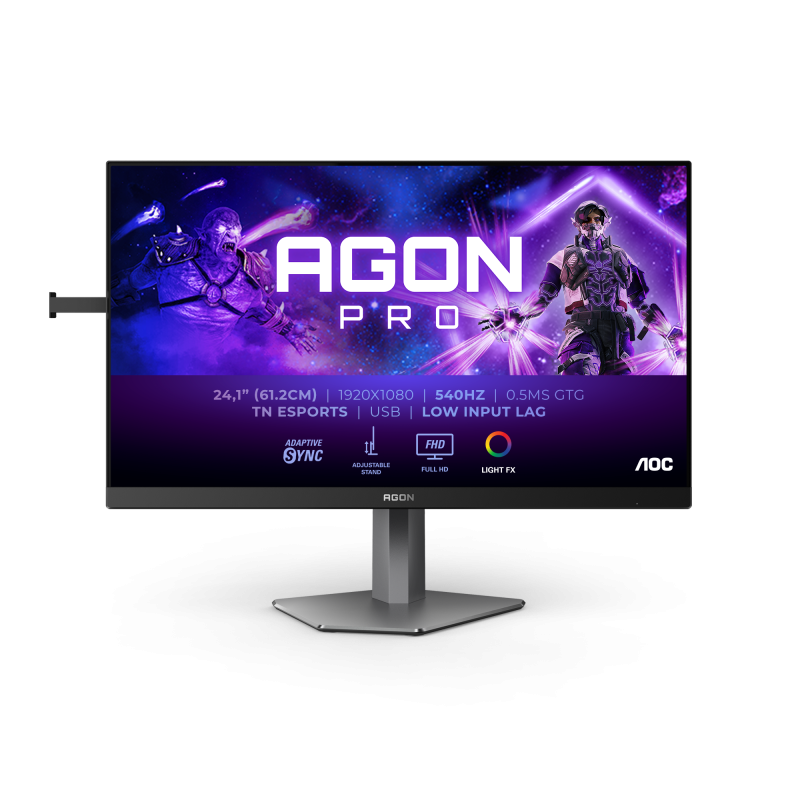 Monitor Gaming LED TN AOC AGON PRO AG246FK eSports 24.1″, Full HD (1920×1080), 540Hz, 0.5ms GTG (0.3ms MPRT), Adaptive-Sync, DisplayHDR 400, RGB Light FX, Hub USB, 2x HDMI, Display Port, Pivot, VESA, negru