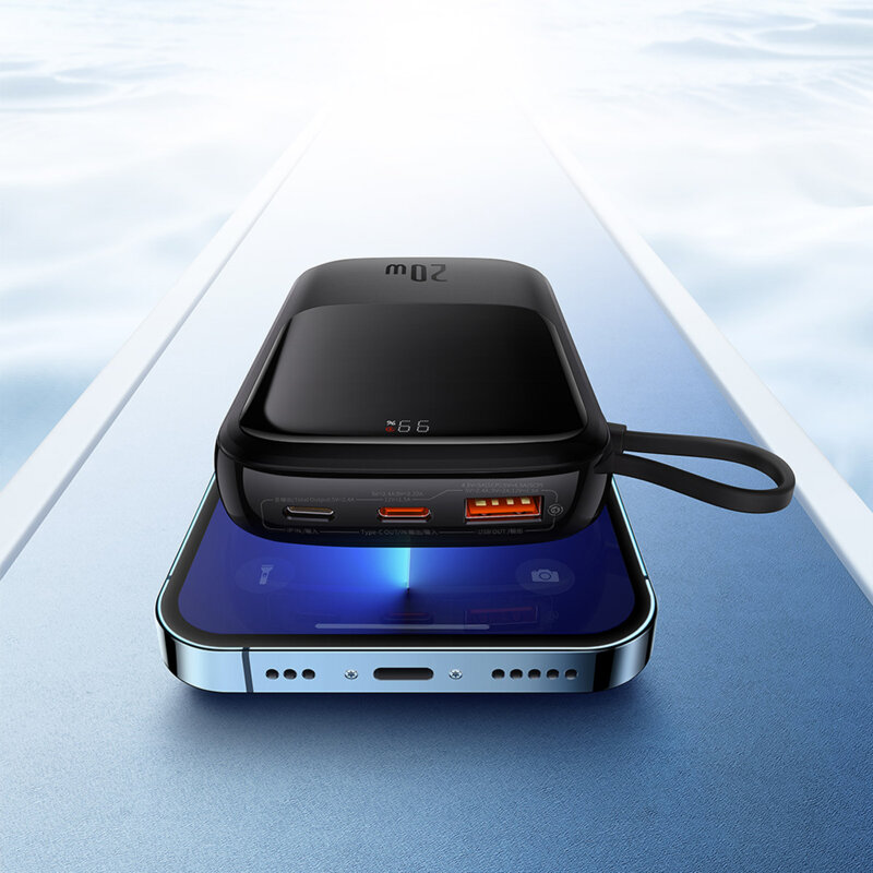 Acumulator extern Baseus Q Pow Digital Display Incarcare Rapida, QC/PD, 20000mAh, 20W, cablu integrat, Negru 3 Acumulator extern Baseus Q Pow Digital Display Incarcare Rapida, QC/PD, 20000mAh, 20W, cablu integrat, Negru - imagine 3