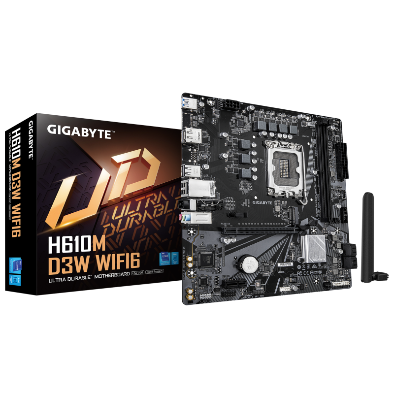 Placa de baza GIGABYTE H610M D3W WIFI6, DDR5, LGA1700, mATX, Negru